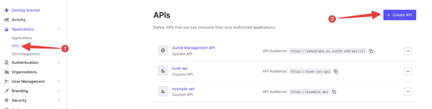 auth0 create API